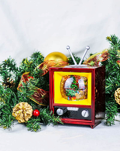 													Новогодний фонарик музыкальный Телевизор с елкой и Дедом Морозом 21 см 9920052-1 фото 4