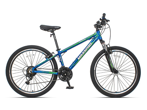 													Велосипед горный MAXXPRO MIRAGE 26" 13" 21 ск. сине-зеленый N2605-1 2021 фото 2