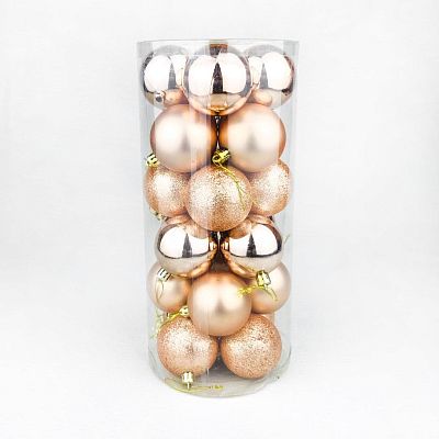 Набор шаров 6 см 24 шт розовое золото 60AGV24-02RG