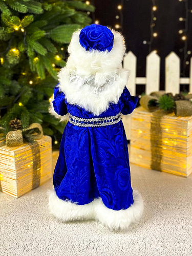 													Дед Мороз музыкальный, танцующий 45 см синий Р-1104 фото 2