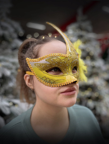 													Карнавальная маска  см желтая PL1064Yelloy фото 3