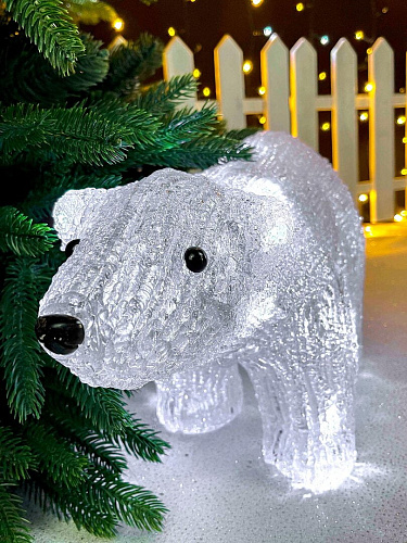 													Светодиодная фигура Медведь белый 25 см см акрил Р-472 фото 3
