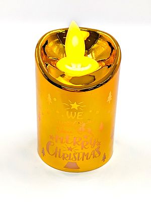 Новогодняя свеча 7x4.9 см пластик золотой К130-903g
