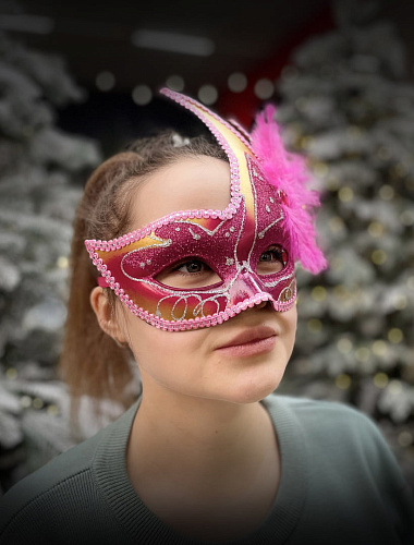 													Карнавальная маска  см розовая PL1064Pink фото 3