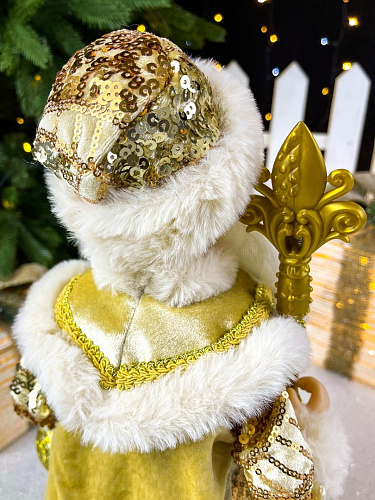 													Дед Мороз музыкальный, танцующий 40 см бежево-золотой Р-5320 фото 5