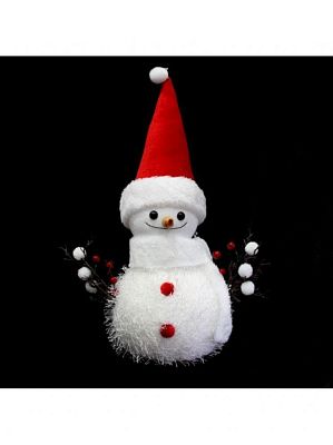 Снеговик с красной шапочкой , высота 45 см, белый К130-626