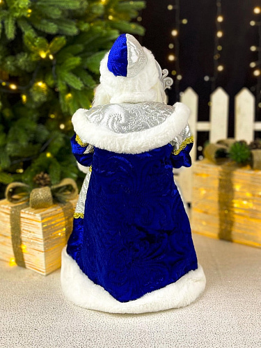													Дед Мороз музыкальный, танцующий 45 см бело-синий Р-5326 фото 2