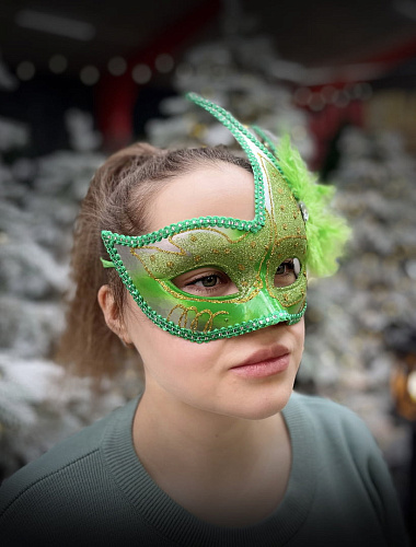 													Карнавальная маска  см зеленая PL1064Green фото 3