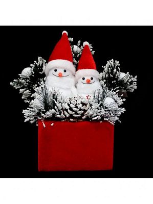 Два снеговика в коробке , высота 30 см, красный К130-624