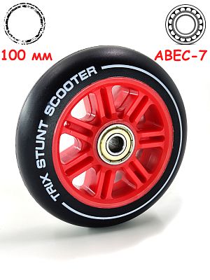 Колесо для самоката TRIX,  8 мм, ABEC 7, 100x24 мм, красный 100mmRed