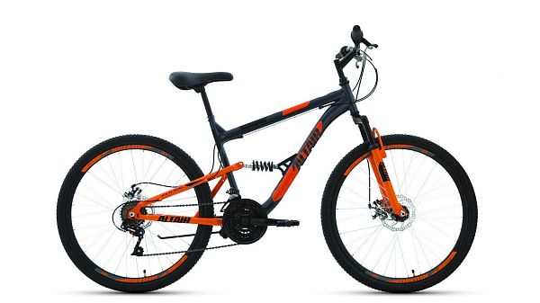 Велосипед горный ALTAIR MTB FS 26 2.0 disc 26" 18" темно-серый/оранжевый RBKT1F16E020 2021 г.