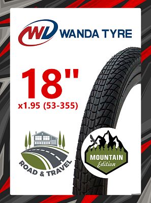 Велопокрышка Wanda 18"x1.95 (53-355) P1023  черный RTRR18WND006