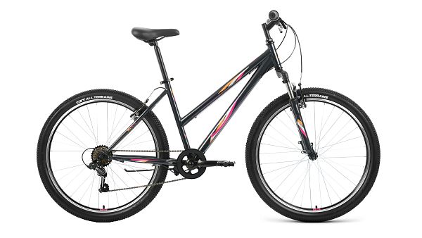 Велосипед горный FORWARD IRIS 26 1.0 26" 17" 6 ск. темно-серый/розовый RBK22FW26735 2022 г.