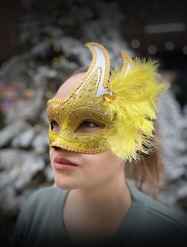 													Карнавальная маска  см желтая PL1064Yelloy фото 2
