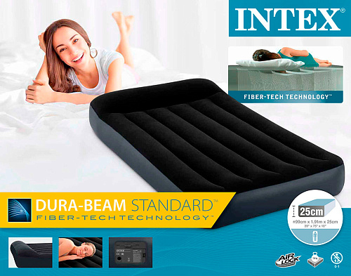													Надувной матрас INTEX Pillow Rest Classic Airbed 99х191х25см черный 64146 фото 4