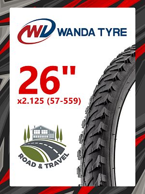 Велопокрышка Wanda 26"x2.125 (57-559) P182  черный 26WD182-2