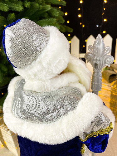 													Дед Мороз музыкальный, танцующий 45 см бело-синий Р-5326 фото 5