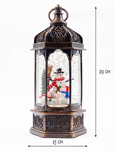 													Новогодний фонарик музыкальный Три Снеговичка 30 см Р-5161-B фото 4