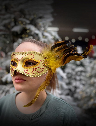													Карнавальная маска  см золото PL2020G фото 3