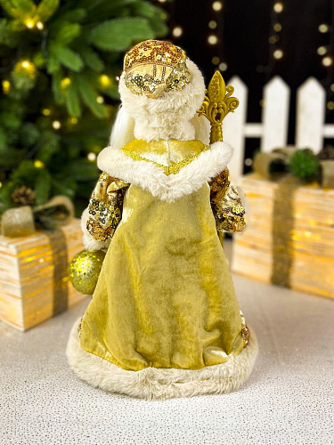													Дед Мороз музыкальный, танцующий 40 см бежево-золотой Р-5320 фото 2