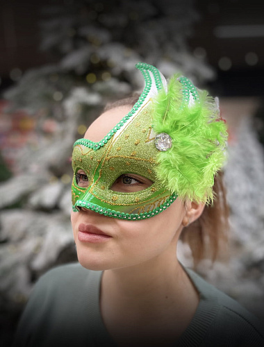 													Карнавальная маска  см зеленая PL1064Green фото 2