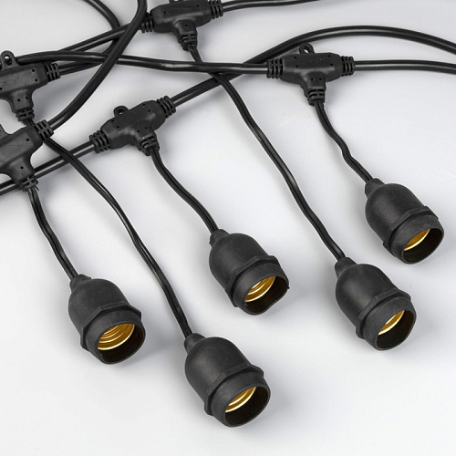 													Белт-лайт кабель со свесами 10 и 20 см шаг 50 см пластик черный уличный (IP54) E27 10 м 7859951 фото 6