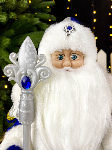 													Дед Мороз музыкальный, танцующий 45 см бело-синий Р-5326 фото 3