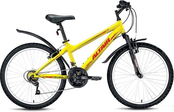 Велосипед горный ALTAIR MTB HT disc 24" 14" 18 ск. желтый глянцевый ALTAIR MTB HT 24 disk  желтый гл