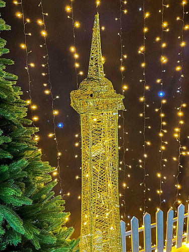 													Светодиодные фигуры Эйфелева башня золото 36х148х36 см проволока 1193 фото 2