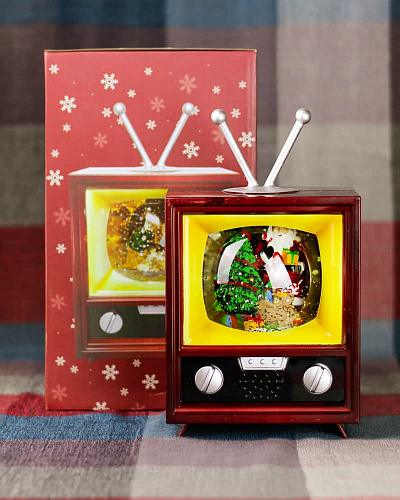 													Новогодний фонарик музыкальный Телевизор с елкой и Дедом Морозом 21 см 9920052-1 фото 2