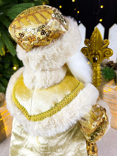 													Дед Мороз музыкальный, танцующий 45 см бежево-золотой Р-5321 фото 5