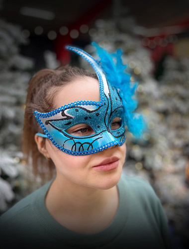 													Карнавальная маска  см синяя PL1064Blue фото 3