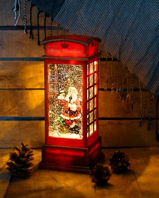 Новогодний фонарик музыкальный Телефонная будка 25 см WDL-1864-2A