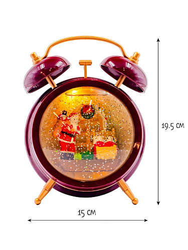 													Новогодний фонарик музыкальный Часы с Дедом Морозом 18 см 9920048 фото 3