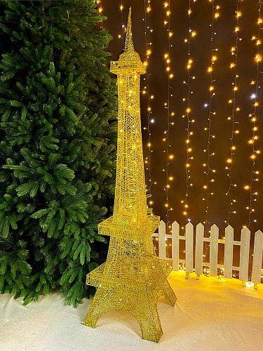 													Светодиодные фигуры Эйфелева башня золото 36х148х36 см проволока 1193 фото 4