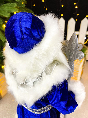 													Дед Мороз музыкальный, танцующий 45 см синий Р-1104 фото 5