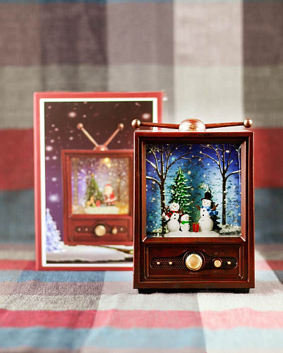 													Новогодний фонарик музыкальный Телевизор с елкой и снеговиком 23 см 9920040 фото 3
