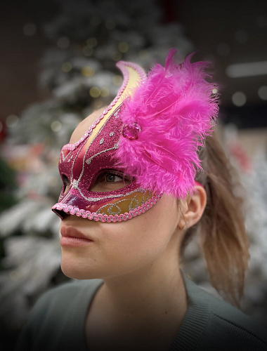 													Карнавальная маска  см розовая PL1064Pink фото 2