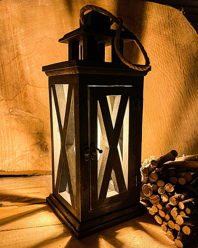 													Фонарь декоративный деревянный  темно-серый V-11Черный бархат фото 9