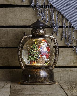 Новогодний фонарик Винтажная лампа Дед Мороз 19 см 1144