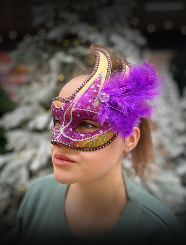 													Карнавальная маска  см фиолетовая с желтым PL1064VioYelloy фото 3
