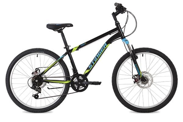 Велосипед горный Stinger Caiman D 24" 12,5" 14 ск. черный 24SHD.CAIMAND.14BK9 