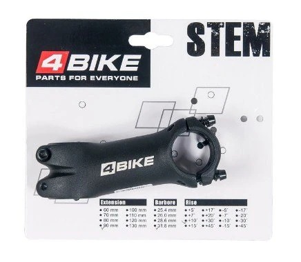 Вынос руля 4BIKE TDS-C302 нерегулируемый +10°, 90 мм, руль 31.8 мм, шток 28.6 мм (под 1" 1/8 вилки),