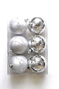 Набор шаров 8 см 6 шт серебряный 80AV06-700S