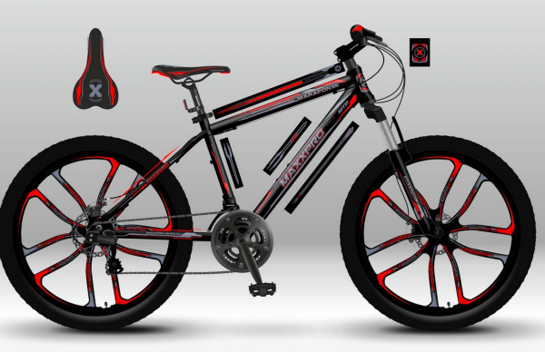 Велосипед горный MAXXPRO MARAFON 26" 18" 21 скорость (3x7) ск. черно-красный N2609-3 