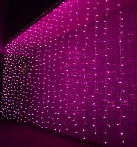 Светодиодный занавес умный дождь 784 LED (56 LED в каждой струне, 14 струн) LED 2х3 м розовый 201893