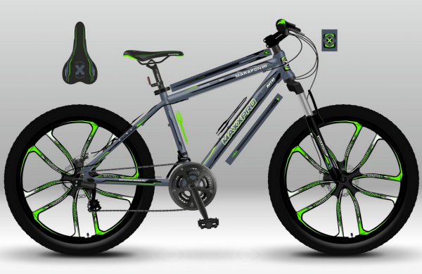 Велосипед горный MAXXPRO MARAFON 26" 18"  ск. серо-зеленый N2609-2 
