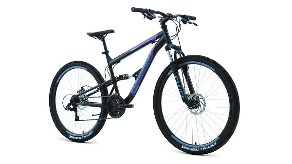 Велосипед горный двухподвес FORWARD RAPTOR 2.0 D 27.5" 16" черный/фиолетовый RBK22FW27784 2022 г.
