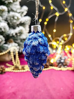 Елочная игрушка Шишка мини  синий 7 см ShishM/plas/BLU