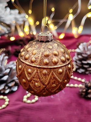 Шар бронзовая эпоха 8 см, стекло Merry Green MG24218